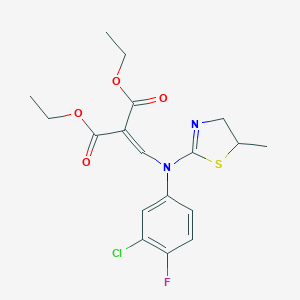 molecular formula C18H20ClFN2O4S B514742 Diethyl 2-((3-chloro-4-fluoro(5-methyl-4,5-dihydro-1,3-thiazol-2-yl)anilino)methylene)malonate 