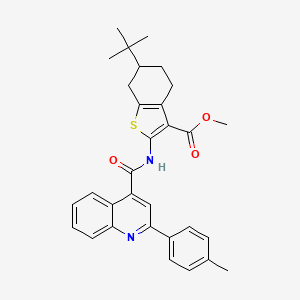 molecular formula C31H32N2O3S B5147645 Methyl 6-tert-butyl-2-({[2-(4-methylphenyl)quinolin-4-yl]carbonyl}amino)-4,5,6,7-tetrahydro-1-benzothiophene-3-carboxylate 