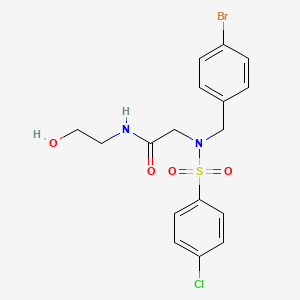molecular formula C17H18BrClN2O4S B5147653 N~2~-(4-bromobenzyl)-N~2~-[(4-chlorophenyl)sulfonyl]-N-(2-hydroxyethyl)glycinamide 