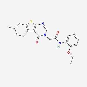 molecular formula C21H23N3O3S B5147655 N-(2-ethoxyphenyl)-2-(7-methyl-4-oxo-5,6,7,8-tetrahydro-[1]benzothiolo[2,3-d]pyrimidin-3-yl)acetamide 