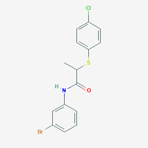 molecular formula C15H13BrClNOS B5147771 N-(3-Bromophenyl)-2-(4-chlorophenyl)sulfanyl-propanamide CAS No. 5738-29-4