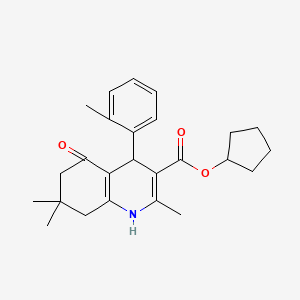 molecular formula C25H31NO3 B5147904 Cyclopentyl 2,7,7-trimethyl-4-(2-methylphenyl)-5-oxo-1,4,5,6,7,8-hexahydroquinoline-3-carboxylate 