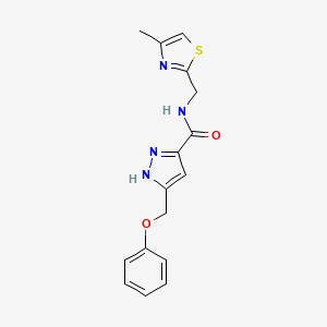 molecular formula C16H16N4O2S B5148116 N-[(4-methyl-1,3-thiazol-2-yl)methyl]-5-(phenoxymethyl)-1H-pyrazole-3-carboxamide 