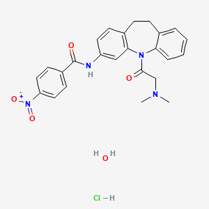 molecular formula C25H27ClN4O5 B5148155 N-[11-[2-(dimethylamino)acetyl]-5,6-dihydrobenzo[b][1]benzazepin-2-yl]-4-nitrobenzamide;hydrate;hydrochloride 