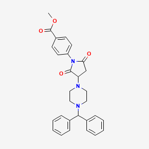 molecular formula C29H29N3O4 B5148359 Methyl 4-{3-[4-(diphenylmethyl)piperazin-1-yl]-2,5-dioxopyrrolidin-1-yl}benzoate 