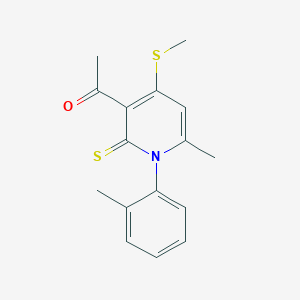 1-[6-Methyl-1-(2-methylphenyl)-4-(methylsulfanyl)-2-thioxo-1,2-dihydro-3-pyridinyl]ethanone
