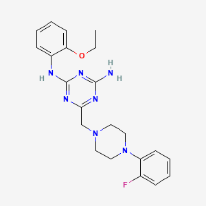 molecular formula C22H26FN7O B5148618 N2-(2-ETHOXYPHENYL)-6-{[4-(2-FLUOROPHENYL)PIPERAZIN-1-YL]METHYL}-1,3,5-TRIAZINE-2,4-DIAMINE 