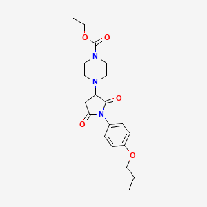 molecular formula C20H27N3O5 B5148632 Ethyl 4-[2,5-dioxo-1-(4-propoxyphenyl)pyrrolidin-3-yl]piperazine-1-carboxylate 