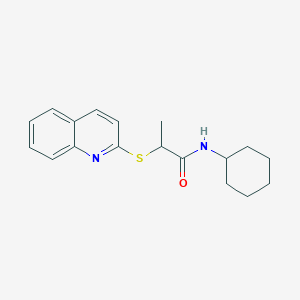 molecular formula C18H22N2OS B5148727 N-cyclohexyl-2-quinolin-2-ylsulfanylpropanamide 