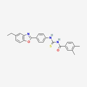 molecular formula C25H23N3O2S B5148811 N-{[4-(5-ethyl-1,3-benzoxazol-2-yl)phenyl]carbamothioyl}-3,4-dimethylbenzamide 