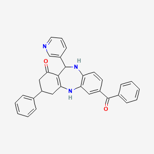 molecular formula C31H25N3O2 B5148969 3-phenyl-7-(phenylcarbonyl)-11-(pyridin-3-yl)-2,3,4,5,10,11-hexahydro-1H-dibenzo[b,e][1,4]diazepin-1-one 