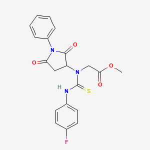 molecular formula C20H18FN3O4S B5149129 methyl N-(2,5-dioxo-1-phenyl-3-pyrrolidinyl)-N-{[(4-fluorophenyl)amino]carbonothioyl}glycinate 