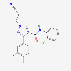molecular formula C21H19ClN4O B5149159 N-(2-chlorophenyl)-1-(2-cyanoethyl)-3-(3,4-dimethylphenyl)-1H-pyrazole-4-carboxamide 