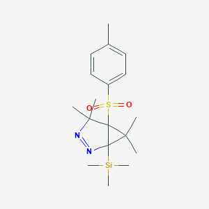 molecular formula C18H28N2O2SSi B514930 Trimethyl-[4,4,6,6-tetramethyl-5-(4-methylphenyl)sulfonyl-2,3-diazabicyclo[3.1.0]hex-2-en-1-yl]silane 
