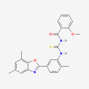 molecular formula C25H23N3O3S B5149330 N-{[5-(5,7-dimethyl-1,3-benzoxazol-2-yl)-2-methylphenyl]carbamothioyl}-2-methoxybenzamide 