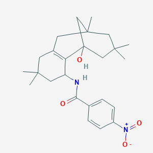 molecular formula C25H34N2O4 B514995 4-nitro-N-[1-hydroxy-5,5,9,11,11-pentamethyltricyclo[7.3.1.0~2,7~]tridec-2(7)-en-3-yl]benzamide 