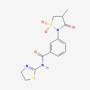 molecular formula C14H15N3O4S2 B5149976 N-(4,5-dihydro-1,3-thiazol-2-yl)-3-(4-methyl-1,1,3-trioxo-1,2-thiazolidin-2-yl)benzamide 