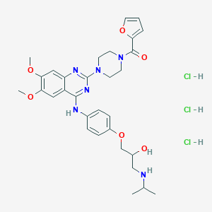 molecular formula C31H41Cl3N6O6 B051501 Piperazine, 1-(2-furanylcarbonyl)-4-(4-((4-(2-hydroxy-3-((1-methylethyl)amino)propoxy)phenyl)amino)-6,7-dimethoxy-2-quinazolinyl)-, trihydrochloride, dihydrate CAS No. 111218-85-0