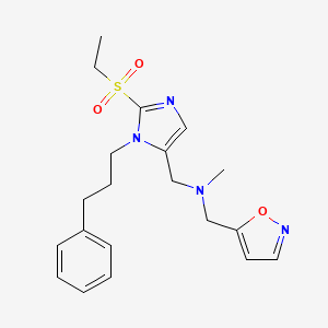 molecular formula C20H26N4O3S B5150125 N-[[2-ethylsulfonyl-3-(3-phenylpropyl)imidazol-4-yl]methyl]-N-methyl-1-(1,2-oxazol-5-yl)methanamine 