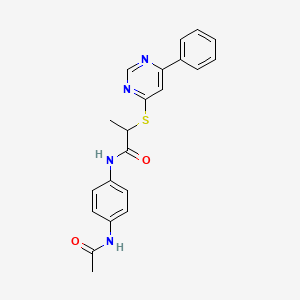 molecular formula C21H20N4O2S B5150283 N-(4-acetamidophenyl)-2-(6-phenylpyrimidin-4-yl)sulfanylpropanamide 