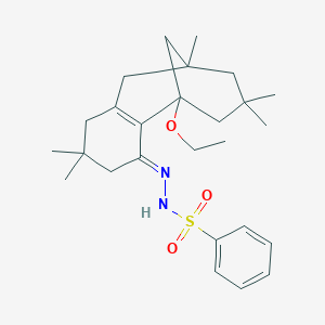 molecular formula C26H38N2O3S B515036 N'-[1-ethoxy-5,5,9,11,11-pentamethyltricyclo[7.3.1.0~2,7~]tridec-2(7)-en-3-ylidene]benzenesulfonohydrazide 