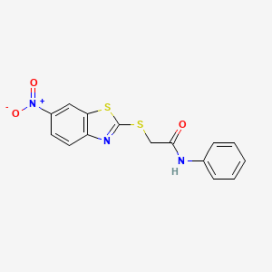 molecular formula C15H11N3O3S2 B5150405 2-[(6-nitro-1,3-benzothiazol-2-yl)sulfanyl]-N-phenylacetamide 
