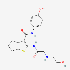 molecular formula C19H23N3O4S B5151074 2-[[2-(2-hydroxyethylamino)acetyl]amino]-N-(4-methoxyphenyl)-5,6-dihydro-4H-cyclopenta[b]thiophene-3-carboxamide 