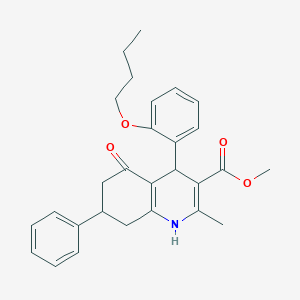 molecular formula C28H31NO4 B5151387 Methyl 4-(2-butoxyphenyl)-2-methyl-5-oxo-7-phenyl-1,4,5,6,7,8-hexahydroquinoline-3-carboxylate 