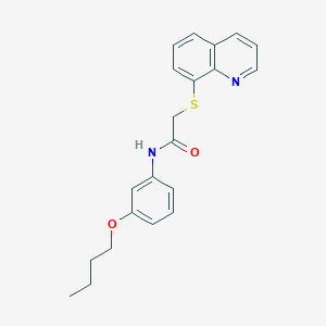 molecular formula C21H22N2O2S B5151680 N-(3-butoxyphenyl)-2-quinolin-8-ylsulfanylacetamide 