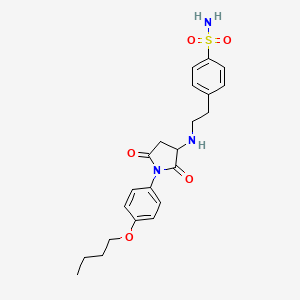 molecular formula C22H27N3O5S B5151815 4-(2-{[1-(4-BUTOXYPHENYL)-2,5-DIOXOPYRROLIDIN-3-YL]AMINO}ETHYL)BENZENE-1-SULFONAMIDE 