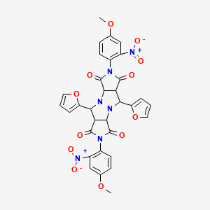 molecular formula C32H24N6O12 B5152437 7,14-Bis(furan-2-yl)-4,11-bis(4-methoxy-2-nitrophenyl)-1,4,8,11-tetrazatetracyclo[6.6.0.02,6.09,13]tetradecane-3,5,10,12-tetrone 
