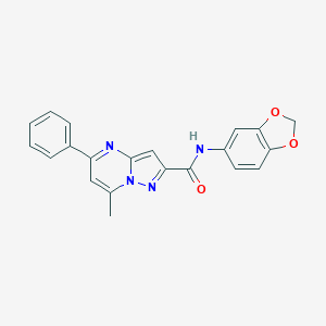 molecular formula C21H16N4O3 B515244 N-(1,3-benzodioxol-5-yl)-7-methyl-5-phenylpyrazolo[1,5-a]pyrimidine-2-carboxamide 