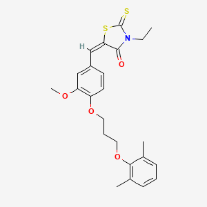 molecular formula C24H27NO4S2 B5152594 (5E)-5-[[4-[3-(2,6-dimethylphenoxy)propoxy]-3-methoxyphenyl]methylidene]-3-ethyl-2-sulfanylidene-1,3-thiazolidin-4-one 