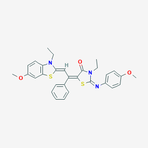 molecular formula C30H29N3O3S2 B515263 3-ethyl-5-[2-(3-ethyl-6-methoxy-1,3-benzothiazol-2(3H)-ylidene)-1-phenylethylidene]-2-[(4-methoxyphenyl)imino]-1,3-thiazolidin-4-one 
