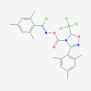 molecular formula C23H23Cl4N3O3 B515265 N-{[(3-mesityl-5-(trichloromethyl)-1,2,4-oxadiazol-4(5H)-yl)carbonyl]oxy}-2,4,6-trimethylbenzenecarboximidoyl chloride 