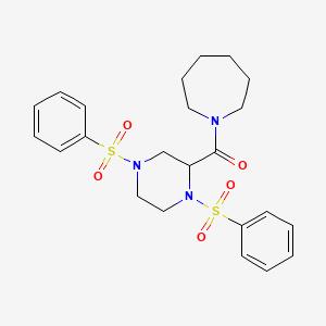 molecular formula C23H29N3O5S2 B5152660 Azepan-1-yl-[1,4-bis(benzenesulfonyl)piperazin-2-yl]methanone 