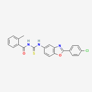 molecular formula C22H16ClN3O2S B5152711 N-{[2-(4-chlorophenyl)-1,3-benzoxazol-5-yl]carbamothioyl}-2-methylbenzamide 