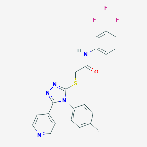 molecular formula C23H18F3N5OS B515275 2-[[4-(4-methylphenyl)-5-pyridin-4-yl-1,2,4-triazol-3-yl]sulfanyl]-N-[3-(trifluoromethyl)phenyl]acetamide CAS No. 482640-32-4