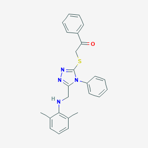 molecular formula C25H24N4OS B515278 2-({5-[(2,6-dimethylanilino)methyl]-4-phenyl-4H-1,2,4-triazol-3-yl}sulfanyl)-1-phenylethanone 