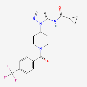 molecular formula C20H21F3N4O2 B5152782 N-(1-{1-[4-(trifluoromethyl)benzoyl]-4-piperidinyl}-1H-pyrazol-5-yl)cyclopropanecarboxamide 