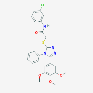 molecular formula C25H23ClN4O4S B515279 N-(3-chlorophenyl)-2-{[4-phenyl-5-(3,4,5-trimethoxyphenyl)-4H-1,2,4-triazol-3-yl]sulfanyl}acetamide 