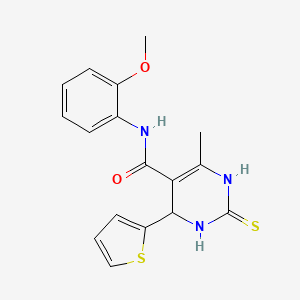 molecular formula C17H17N3O2S2 B5152797 N-(2-METHOXYPHENYL)-6-METHYL-2-SULFANYLIDENE-4-(THIOPHEN-2-YL)-1,2,3,4-TETRAHYDROPYRIMIDINE-5-CARBOXAMIDE 