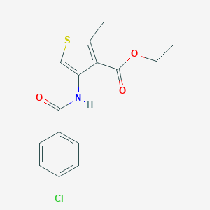 molecular formula C15H14ClNO3S B515286 Ethyl 4-[(4-chlorobenzoyl)amino]-2-methyl-3-thiophenecarboxylate CAS No. 371782-32-0