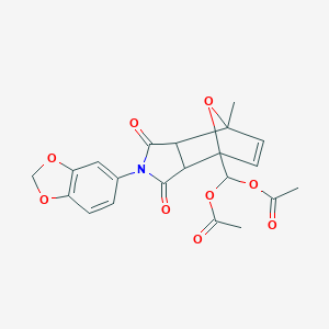 molecular formula C21H19NO9 B515293 [2-(1,3-benzodioxol-5-yl)-7-methyl-1,3-dioxo-1,2,3,3a,7,7a-hexahydro-4H-4,7-epoxyisoindol-4-yl]methanediyl diacetate 
