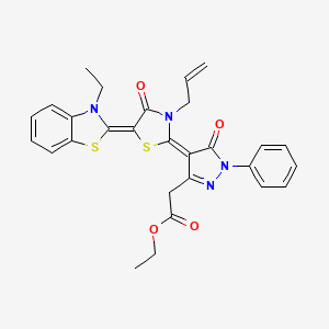 ethyl {4-[3-allyl-5-(3-ethyl-1,3-benzothiazol-2(3H)-ylidene)-4-oxo-1,3-thiazolidin-2-ylidene]-5-oxo-1-phenyl-4,5-dihydro-1H-pyrazol-3-yl}acetate