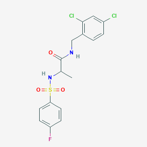 molecular formula C16H15Cl2FN2O3S B515299 N-(2,4-dichlorobenzyl)-2-{[(4-fluorophenyl)sulfonyl]amino}propanamide 