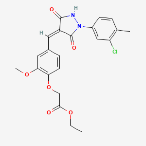 molecular formula C22H21ClN2O6 B5153087 Ethyl 2-(4-{[(4Z)-1-(3-chloro-4-methylphenyl)-3,5-dioxopyrazolidin-4-ylidene]methyl}-2-methoxyphenoxy)acetate 