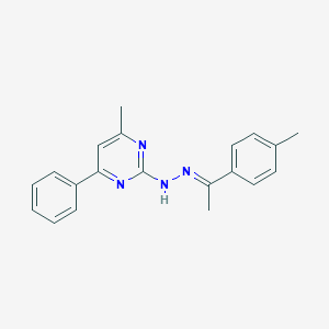 molecular formula C20H20N4 B515313 1-(4-Methylphenyl)ethanone (4-methyl-6-phenyl-2-pyrimidinyl)hydrazone 