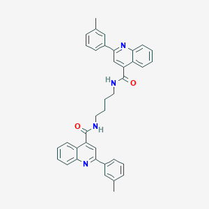 molecular formula C38H34N4O2 B515318 2-(3-methylphenyl)-N-[4-({[2-(3-methylphenyl)-4-quinolinyl]carbonyl}amino)butyl]-4-quinolinecarboxamide 