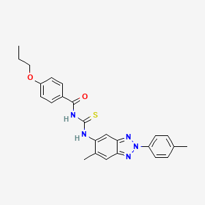 molecular formula C25H25N5O2S B5153196 N-{[6-methyl-2-(4-methylphenyl)-2H-benzotriazol-5-yl]carbamothioyl}-4-propoxybenzamide 